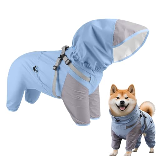 犬用レインジャケット|軽量子犬用レインウェア|ペット用防水調節可能フィット反射服 雨天時の散歩や野外冒険で夜間の視認性を高める