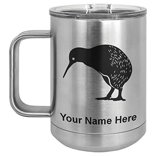 LaserGram 15oz Vacuum Insulated Coffee Mug, Kiwi Bird, Personalized Engraving Included (Stainless Steel)