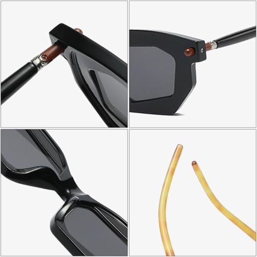 Polygon Women Double Color Sunglasses Fashion Clear Lens Frame Men Punk Rivets Uv4003