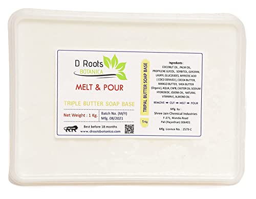 Roots D Botanica Triple Butter Soap Base Cocoa, Mango And Shea Butter PACk (1 kg)