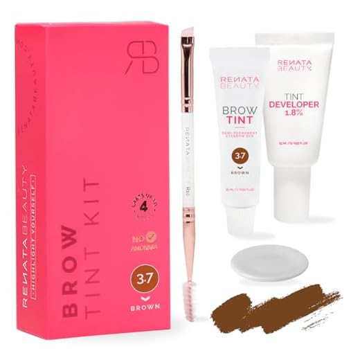 Renata Beauty Kit de Tinte de Cejas - Kit Completo de Tinte, Activador Oxidante, Pincel Dual para Coloración - Efecto Larga Duración de 4 Semanas - Hasta 30 Aplicaciones [Marrón]
