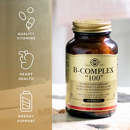 Solgar B-Complex "100" - 100 Tablets - Energy Metabolism, Cardiovascular Health, Nervous System Support - Non-Gmo, Vegan, Gluten Free - 100 Servings #TOP3