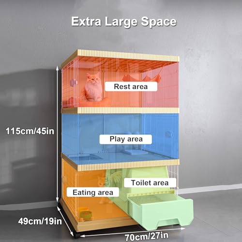 Cage pour chat spacieuse résolvant le manque d'espace et de propreté - 2