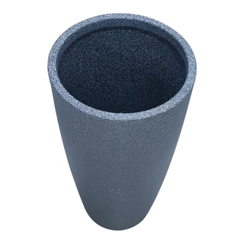 Image of Harshdeep Roto Planter - Venice - Indoor Outdoor Home Balcony Garden Decorative Round Durable Light Weight Stone Finish Plant Pot Dia 11 Inch Height 22 Inch(Grey Stone)