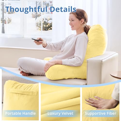 Image of Sasttie Reading Pillow for Bed, Back Pillow for Sitting Up, Light Yellow
