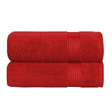 Elegant Comfort Premium Turkish Cotton 2 Pack Bath Towel Set - 27 x 54 inch, Luxurious Hotel Spa Quality 100% Turkish Cotton 2PC Bath Towel Set - Highly Absorbent - Soft Bathroom Towels, Red