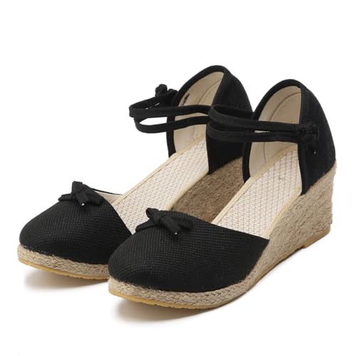 Chaussure espadrille compensée en toile et finitions soignées chic - 7