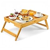 GMMH Original Ordinateur Portable Tablette en Bambou Support Pliant Table Plateau De Service Lit Plateau Petit Déjeuner Plateau Pliable Table De Lit Plateau