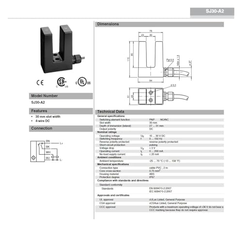 Transducteur de type inductance SJ30-A2 pour détection de position industrielle