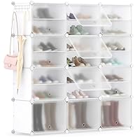 Multigot 12-Cube Shoe Rack, DIY Modular Shoe Storage Cabinet with Doors, Portable Closet Shelving Storage Organizer Unit for Entryway, Hallway, Closet