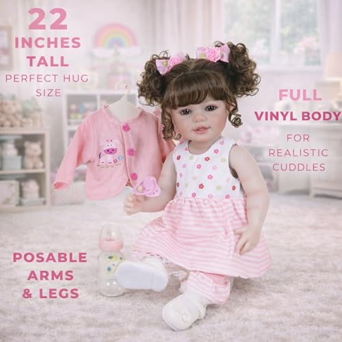 Muñeca Reborn Niña 22'' Vinyl Tierno Conjunto Completo miniatura 3