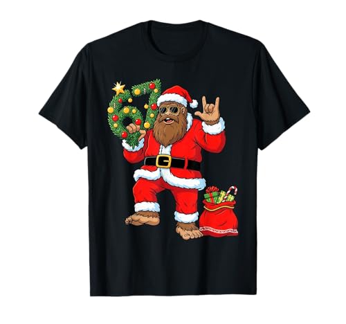 Santa Bigfoot Christmas Tree Sasquatch 67 Six Seven Meme T-Shirt