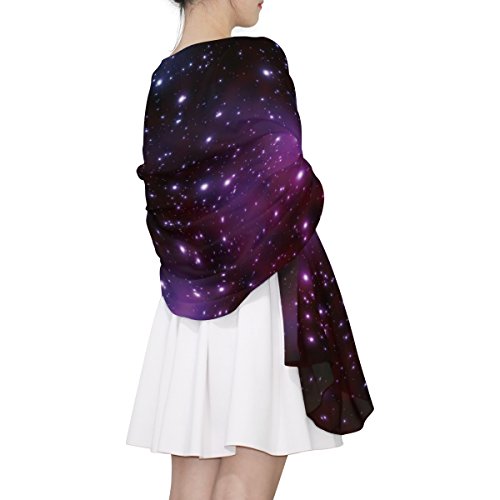 Fashion Universe Space Galaxy Print Chiffon Scarf Long Wrap Stole Shawl Wrap for Women, Multi1, 90x180?CM?3
