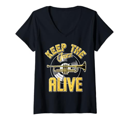 Womens Keep The Jazz Alive | Funny Jazz Artist Musician Jazz Lover V-Neck T-Shirt