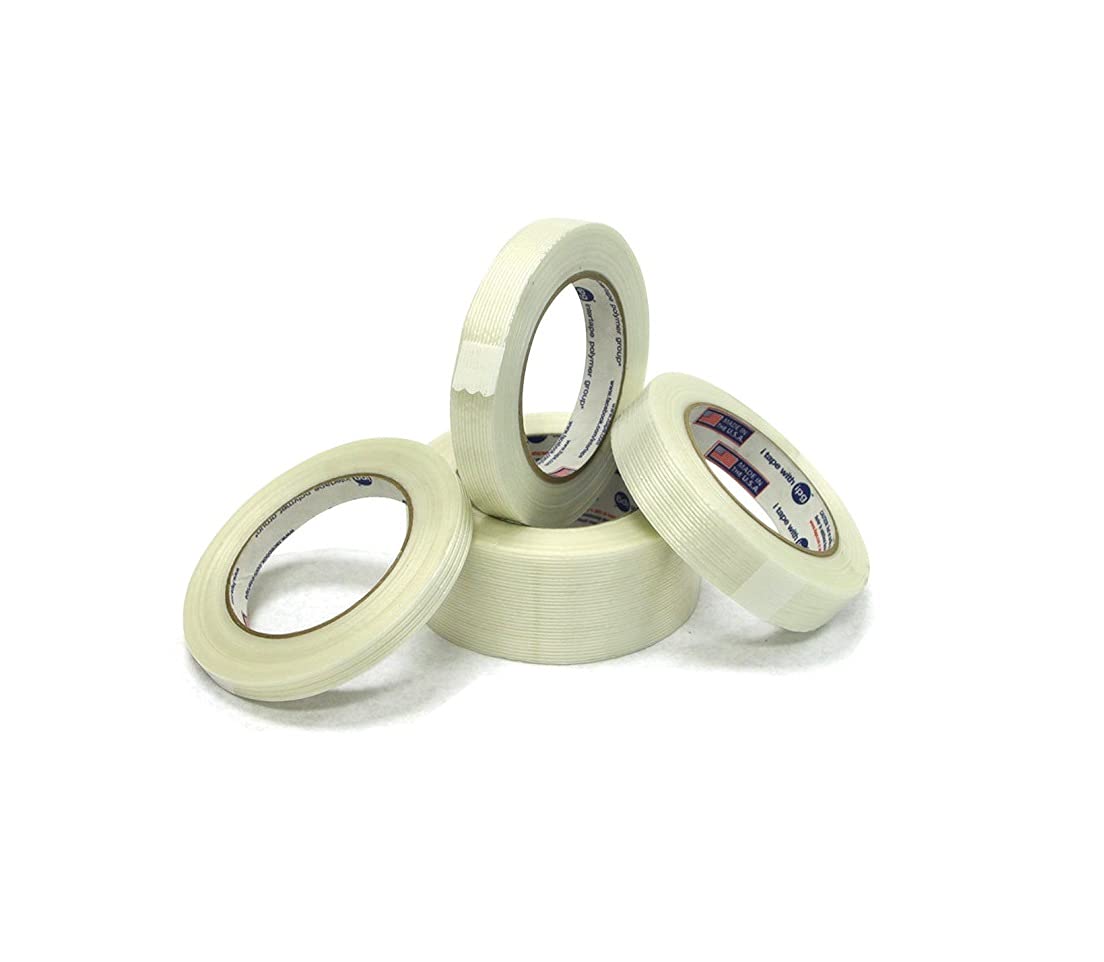 MMBM Industrial Grade Filament Reinforced Strapping Tape, 2 Inch x 60 Yards, 12 Pack, 2 Inch Wide Fiberglass Strand Tensilized Tape