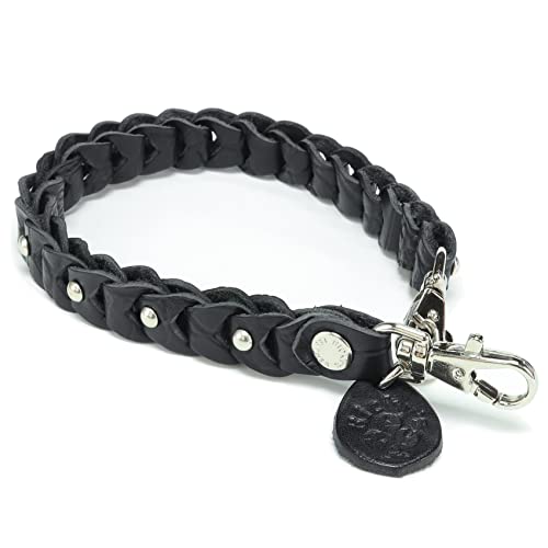 【受注製作】チェーンストラップ スタッズタイプ エンボスクロコブラック【 Sサイズ 】スマホ 携帯 電話 ストラップ キーケース バッグ ベルト フック ナスカン デジカメ 栃木レザー レザー 本革 革 リッキーズ