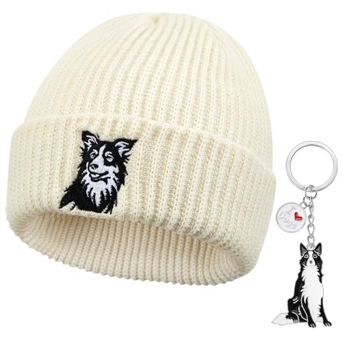 Geyoga Gorro y Llavero para Perros Border Collie Gorro de Invierno Bordado Unisex y Llavero de Metal para Perros Propietarios de Border Collie Hombres Mujer(Beige) Geyoga Gorro y Llavero para Perros Border Collie Gorro de Invierno Bordado Unisex y Llavero de Metal para Perros Propietarios de Border Collie Hombres Mujer(Beige)