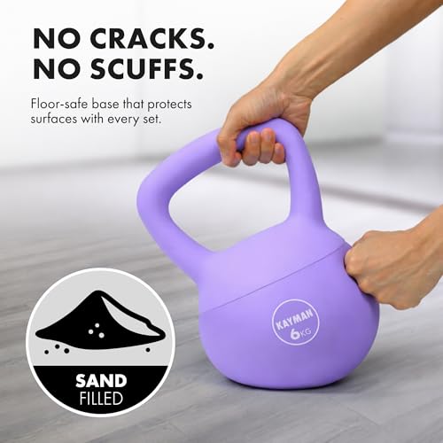 Kayman 6Kg Soft Kettlebell For Home Gym – Pvc Coated Weight – Floor Safe Flat Base – Ergonomic Non-Slip Handle – Strength Training, Crossfit, Hiit, Core Workout – Durable Fitness Equipment - 2