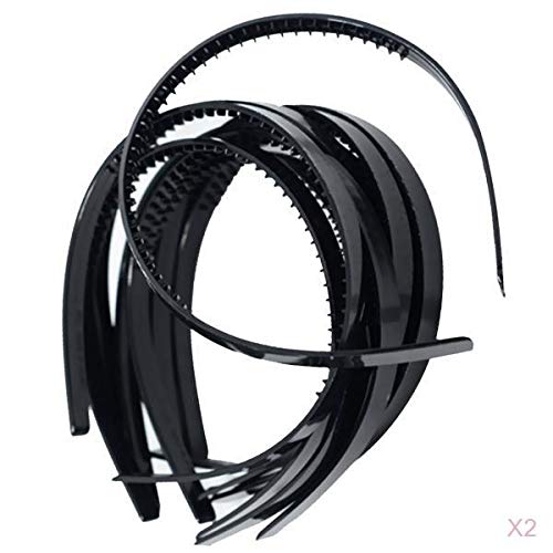 nivaa 20 Pieces Lady 10mm Black Plastic Hair Hoop with Teeth DIY Hair Accessories-picture-7