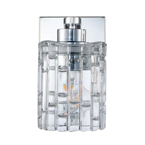 Image of MONKFISH WS76 Modern Style Wall Sconce, 1-Light with Glass Shade Modern Minimalist Wall Lamp Light Fixture for Living Room Bathroom Bedroom Stair Cafe, UL Listed (Chrome)