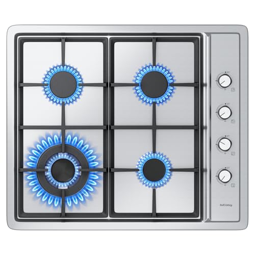 Placa de cocción de gas con 4 quemadores de gas – Autosuficiente placa de con 4 quemadores de– Cocina empotrable – Gas Natural/Propano