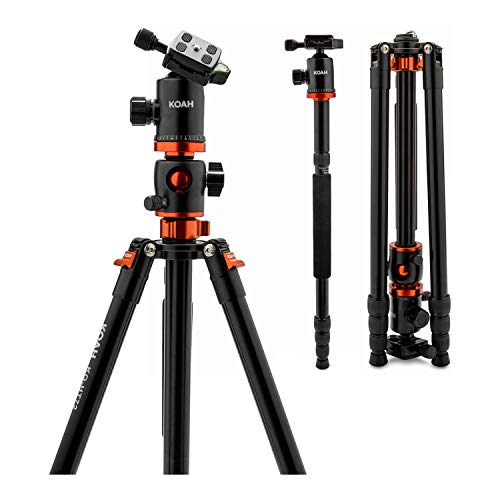 Koah Aphelion Alpha Professional 72 inch Lightweight Aluminum Horizontal Tripod & Monopod with 360 Degree Ball Head & Quick Release Plate (Sony, Panasonic, Nikon, Canon, Fuji)
