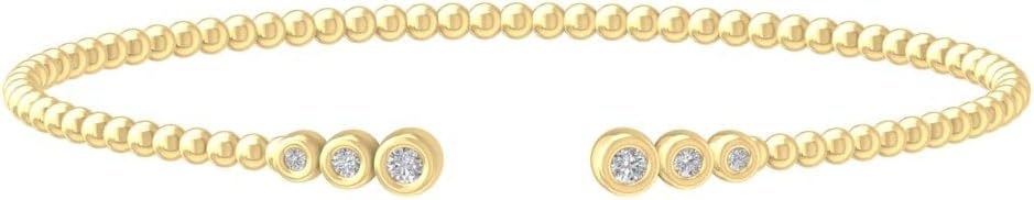 14K Gold Round Diamond Fashion Bangle Bracelet (1/4 Cttw, I2-I3 Clarity, I-J Color) 7 inch