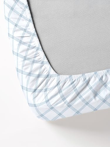 Image of RD TREND Glace Cotton All Around Elastic Fitted Check King Size Double Bed Bedsheet (72 inchx78 inchx8 inch) with 2 Pillow Cover (18 inchx28 inch) 210 TC (Lines-White)