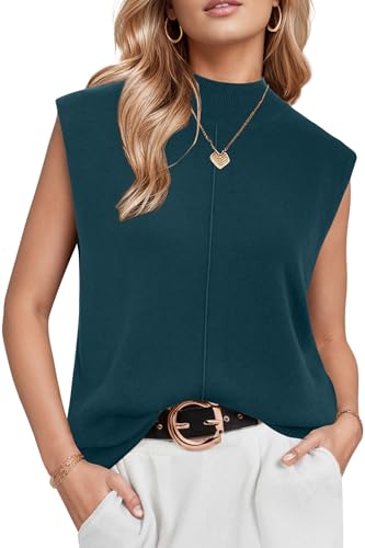 Image of Arach&Cloz Women's Wool Blend Mock Neck Sweaters Vest Business Casual Lightweight Trendy Tops Summer Outfits 2026