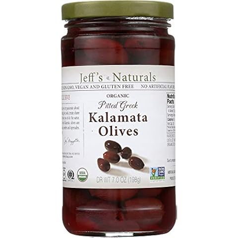 Jeff's Naturals Organic Pitted Greek Kalamata Olives, 7 Ounce (Pack of 2) Cover