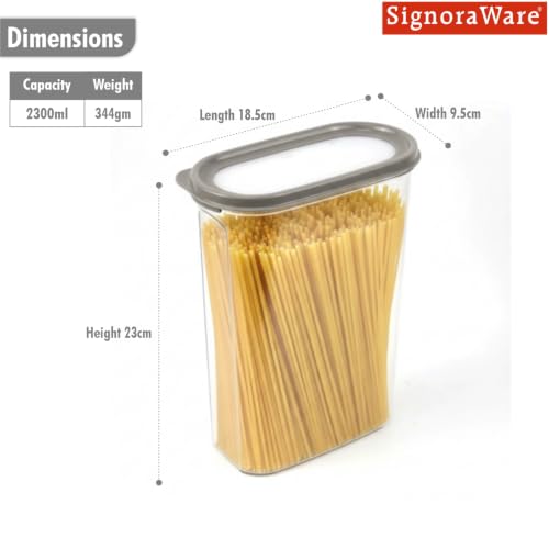 Image of Signoraware Modular Oval Transparent No.4 Plastic Container (2.3 Ltr, Grey