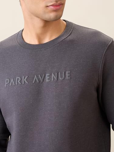 Image of Park Avenue Men Full Sleeve Slim Fit Solid Pattern Cotton Polyester Blend Regular Neck Regular Neck Casual Sweatshirt