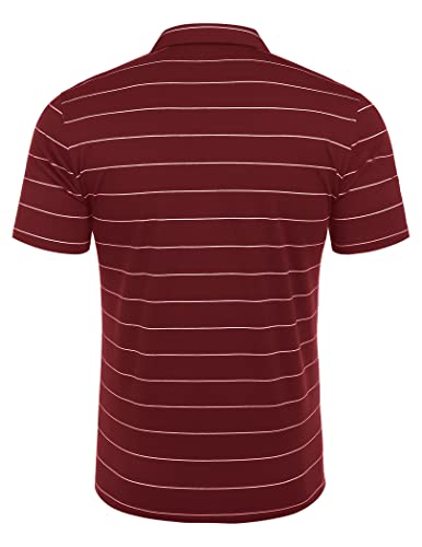 Coofandy Men's Classic Short Sleeve Polo Shirt Lightweight Pocket Golf Shirt Casual Tennis T-Shirt (Wine Red,X-Large) #TOP2