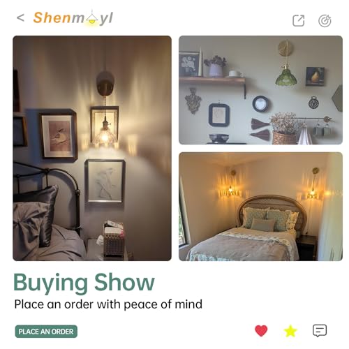 Image of Shenmoyl Vintage Wall Sconce with Clear Lily of the Valley Glass Shade Hanging Wall Sconce with 4.9FT Plug in Cord, Modern Wall Lamp Fixtures Decor for Bedside Bedroom Indoor Doorway