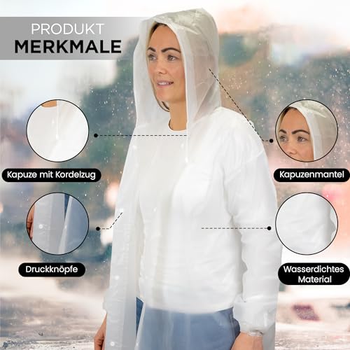 REDSTAR 2er Pack Regenmantel Damen und Herren – wasserfester Friesennerz, Regenponcho, Regencape, kompakt packbar, wiederverwendbar – lange Regenjacke mit großer Kapuze – Camping, Wandern,