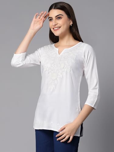 Image of QAZMI Women's Cotton Embroidered Regular Kurta