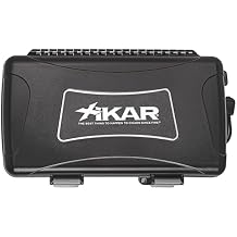XIKAR Cigar Travel Case with Mini Humidifier, Holds 15 Cigars, Airtight, Watertight, Crushproof, Durable ABS Plastic, Stainless Steel Hinges, Urethane Foam - Ultimate Protection for Your Cigars, Black