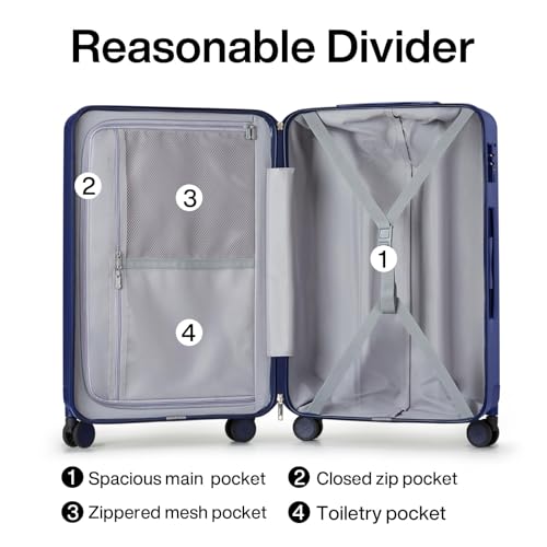 Image of Hanke 29 Inch Luggage Suitcases With Spinner Wheels Lightweight PC hardside Rolling Suitcase With Travel Lock, Checked-Large 29-Inch(Dark Blue)
