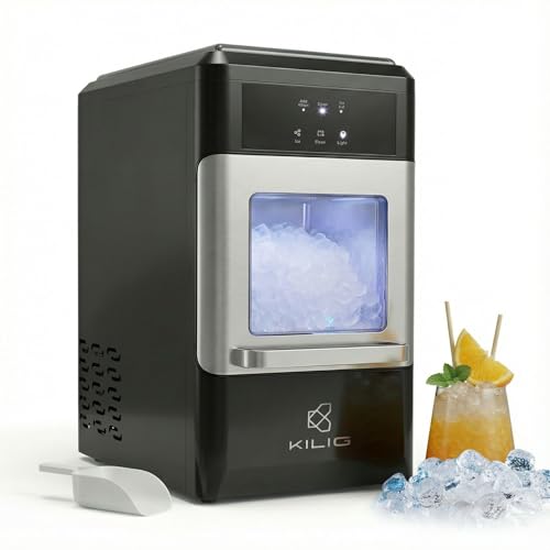 Image of Kilig N01 Countertop Crunchy Chewable Nugget Ice Maker Machine | 20kgs per Day | Auto Self Cleaning Function | Portable Ice Maker for Home /Party /Camping - Black