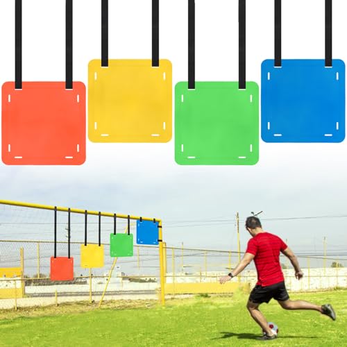 TOBWOLF 4-Piece Soccer Goal Target Set with Adjustable Straps, Square Targets (12' Sides) in Red...