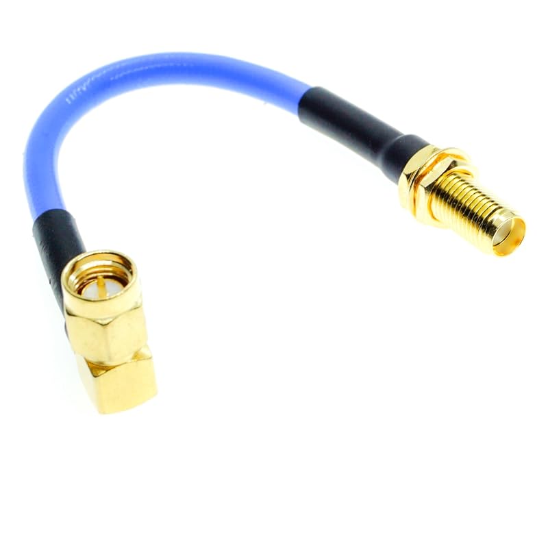 SMA Male Right Angle RA to SMA Female Bulkhead Connector RG405 .086" Semi Flexible Rigid Coaxial Cable Blue - (Color: 6M)