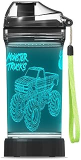 YuanDian Monster Truck 3D Glowing Water Bottle with - 14 OZ Tritan BPA Free Eco-Friendly - Cool Drinking Cups Gift for School Kids Boy Girl Child Christmas Holiday