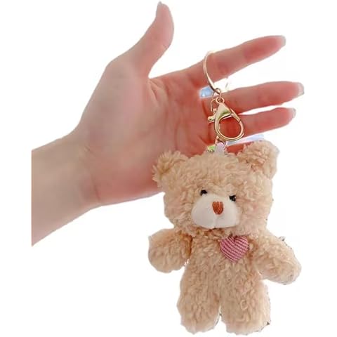Labriciyon 1Pc Brown Bear Pink Heart Keychain,Keychain Soft Cotton Key Chain DIY Keychain,Crafts Stuffed Animals,Bear Keychain, Car Accessories,Stuffed Animals and Teddy Bears,Plush Decor Cover