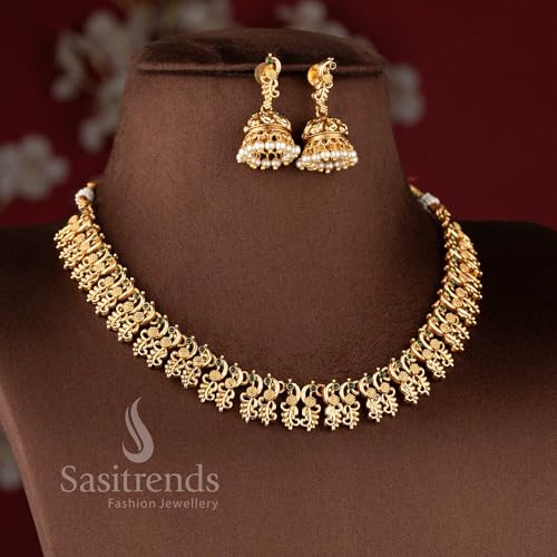 Image of Sasitrends Classic Matte Gold Plated Necklace Set For Women