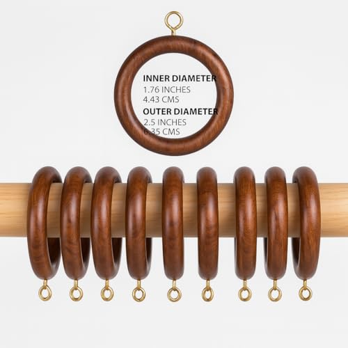 Handmade Wooden Curtain Ring,Wood Drapery Rings,Curtain Ring for Door&Window Decor Easy Glide Curtain Rings:-Smooth,Durable&Stylish Window(Inner Dia 1.75,Outer Dia 2.5 Inch) Rosewood (Pack of 12)