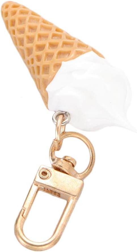 Metal Hanging Pendant Ice Cream Cone Key Holder 2pcs for Bag Car Key
