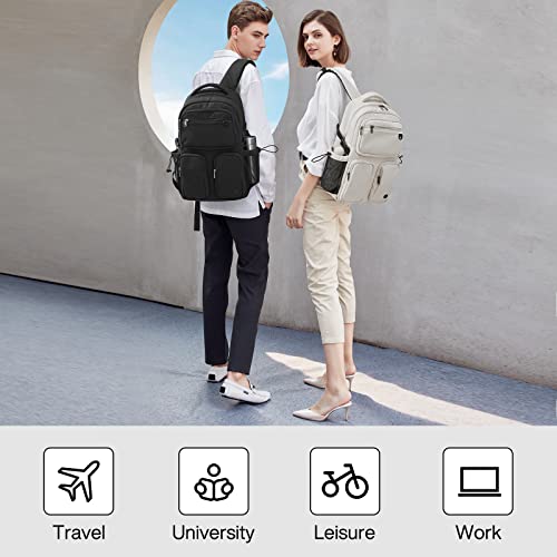 Mixi Travel Laptop Backpack, Lightweight Durable Bookbag Men Woman 15.6" Computer Bag, Water Resistant Outdoor Hiking Backpacks With Multifunction Pockets, 17 Inch, Beige #TOP5