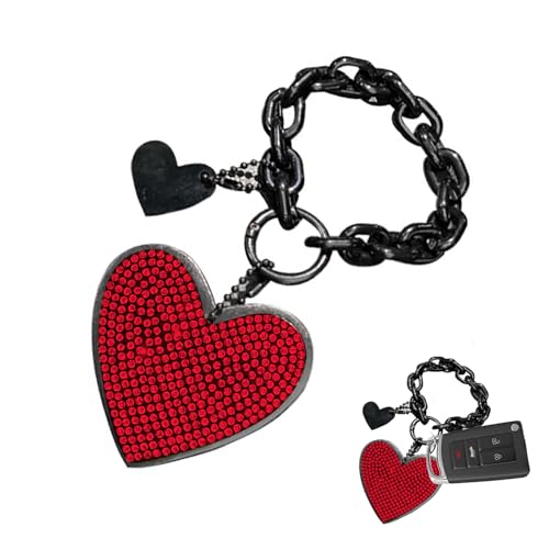 Pniwuno Car Heart Keychain, Bling Rhinestone Heart-shaped Acrylic Key Chain, Sparkly Bag Backpack Purse Charm, Cute keyring for Women, Girls (Red)