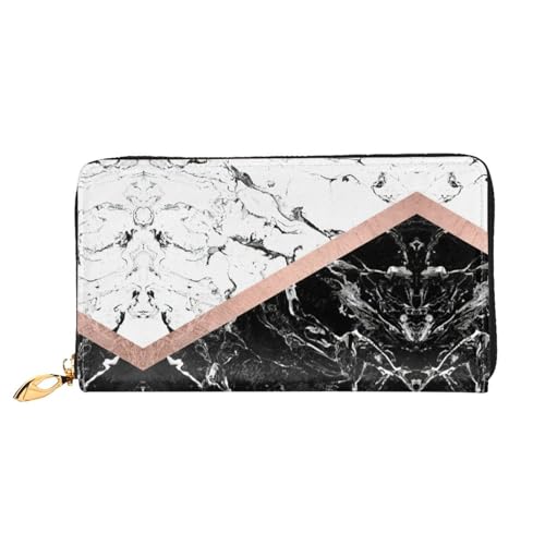Portefeuille en cuir marbre noir et blanc pour femmes avec porte-cartes