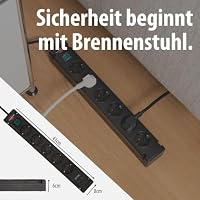 Brennenstuhl Bremounta Steckdosenleiste 6-Fach mit Schalter (Mehrfachsteckdose mit 90 Grad Steckdosen, Steckerleiste mit Befestigungsmöglichkeit und 3m Kabel) schwarz (Packung mit 2) – Ansicht 6